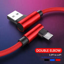 1M 90 Degree USB Data Charger Fast Cable for IPhone X XR XS MAX IPad Phone Cord Charge Micro USB Type C Cable - ELECTRONICS-HEAVEN