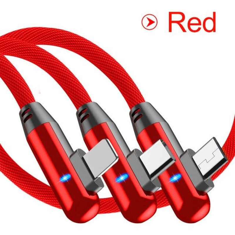 3 in 1 USB Data Fast Charger Cable for iOS Android type-c lightning cable ShopRight red 