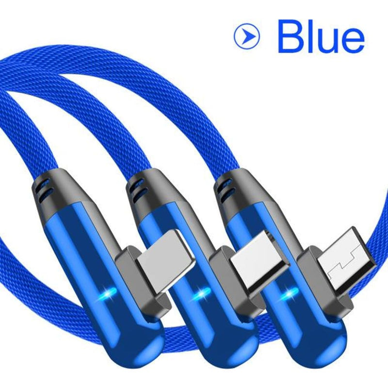 3 in 1 USB Data Fast Charger Cable for iOS Android type-c lightning cable ShopRight blue 