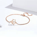 Cat and Heart Link Chain Bracelet