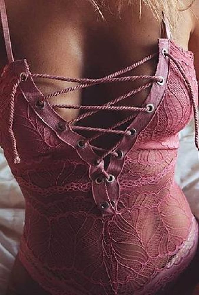 Abbie - lace lingerie bodysuit - s / mauve - lingerie
