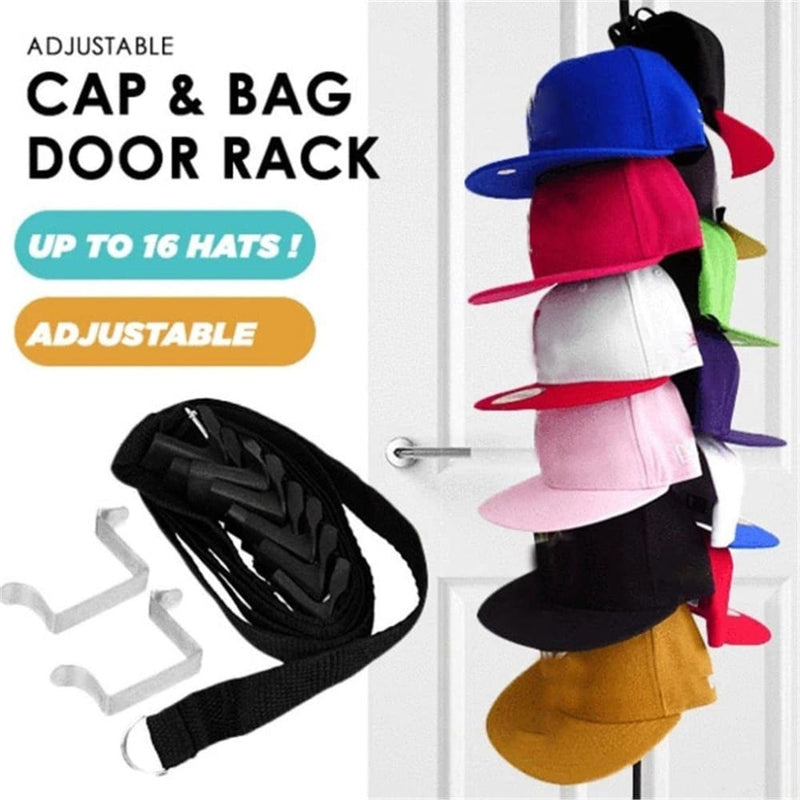 Adjustable cap & bag door rack - black - home storage & 