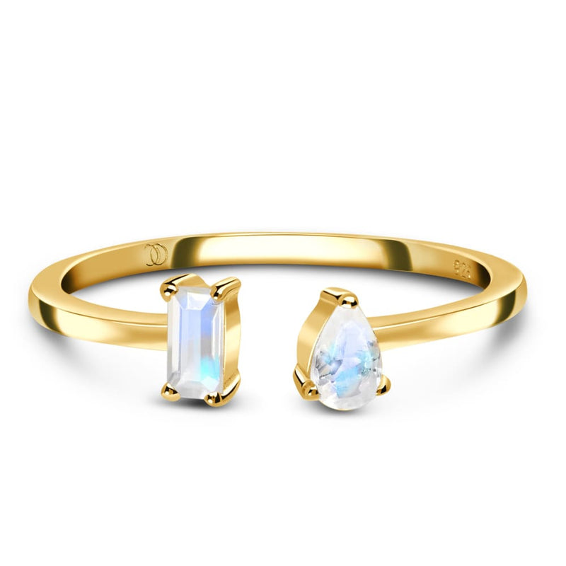 Adjustable moonstone ring - elevate - 14kt yellow gold 