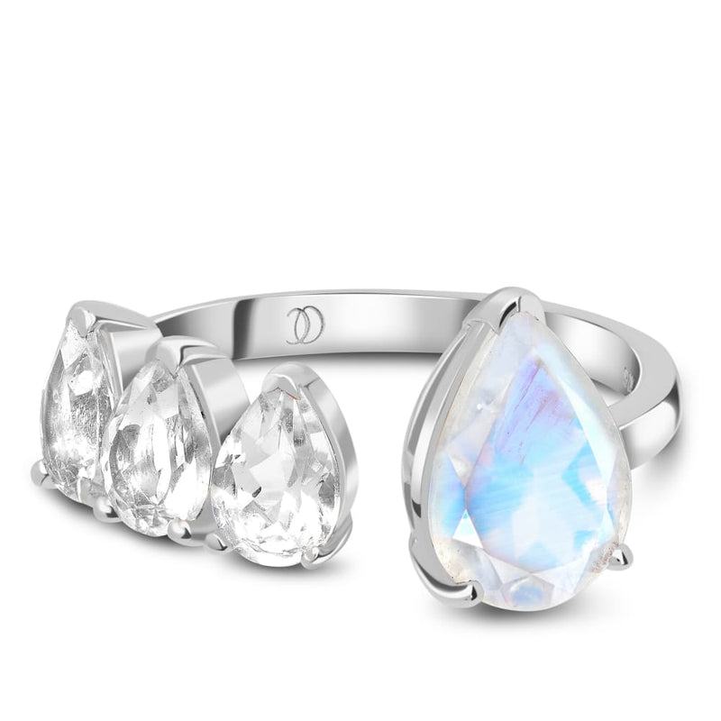 Adjustable moonstone ring - lush - 925 sterling silver / s -