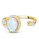 Adjustable moonstone ring - magnified - 14kt yellow gold 