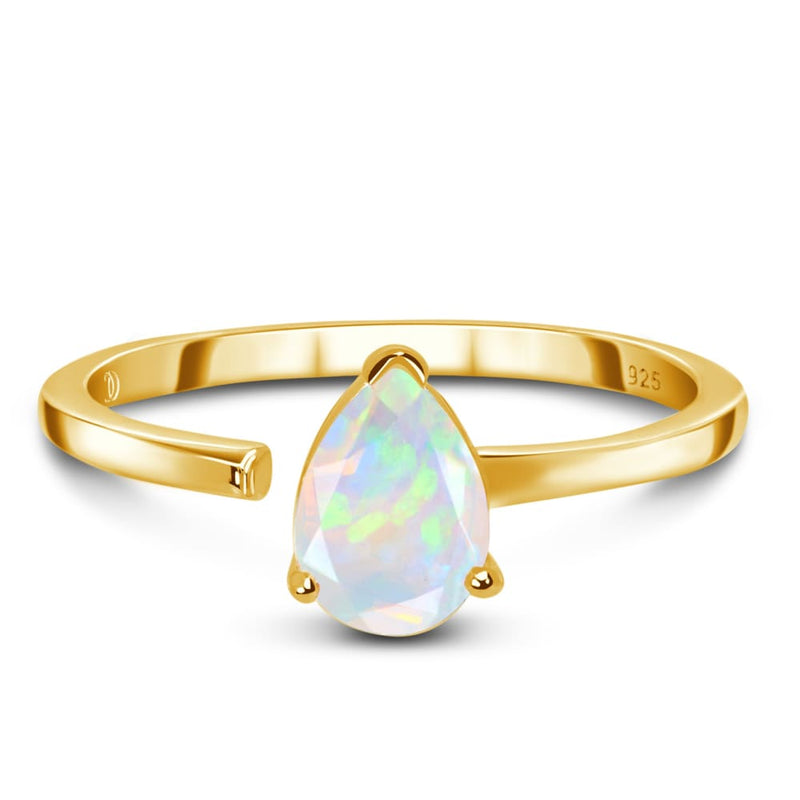 Adjustable opal ring - emerge - 14kt yellow gold vermeil / s