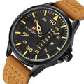 Admiral Military Quartz Leather Watch - Yellow