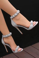 Alaia-pom pom heels - us 5 - eu 35 / grey - shoes