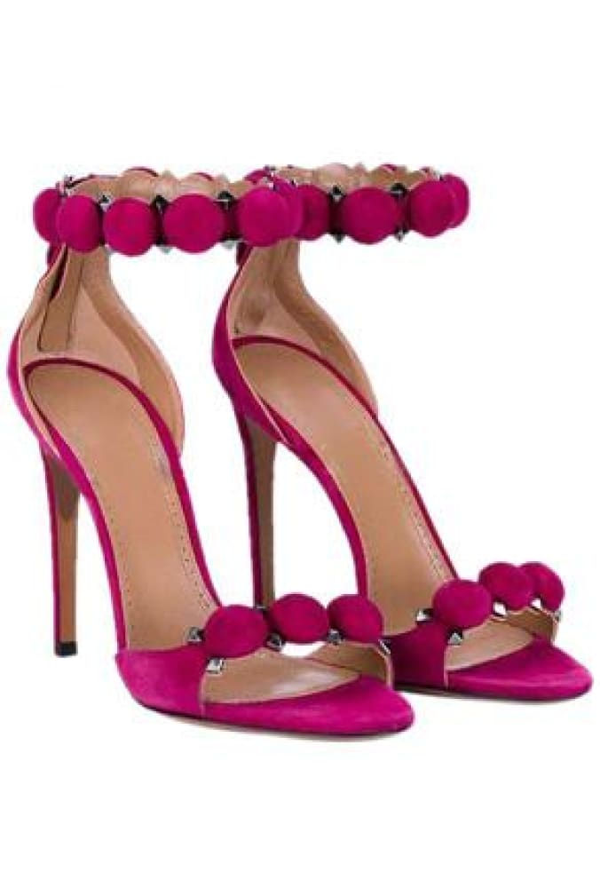 Alaia-pom pom heels - us 5 - eu 35 / fuchsia red - shoes