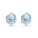 Aquamarine earrings - sheeny studs - 925 sterling silver - 