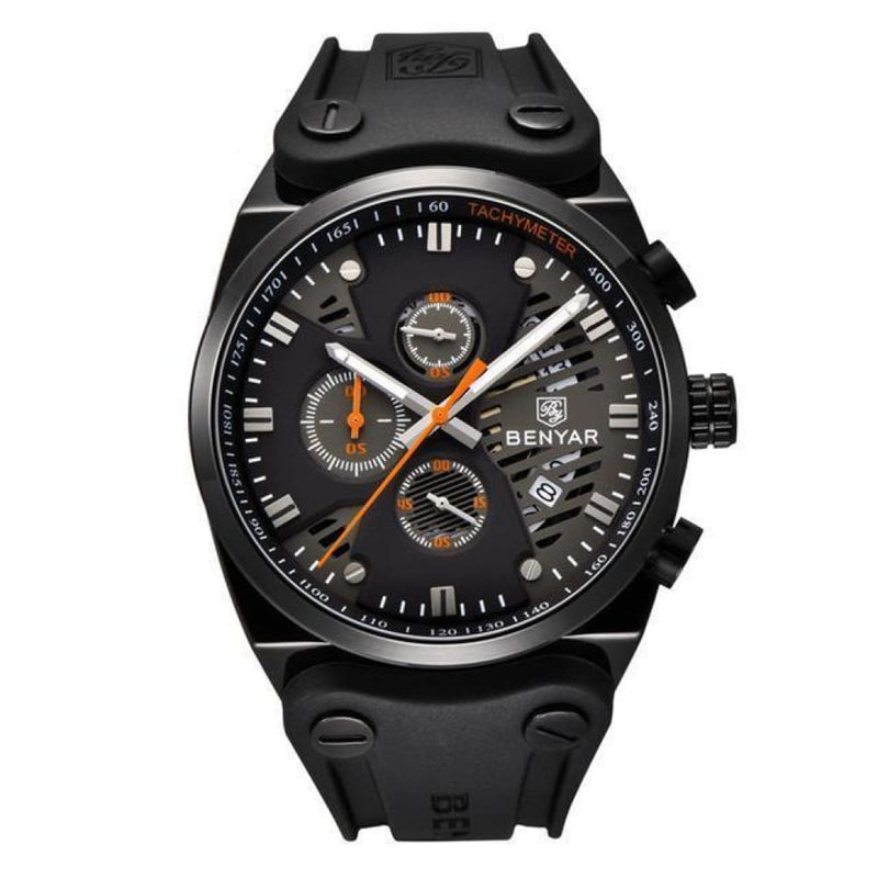 Arsenal Military Black Silicone Watch - Black Orange