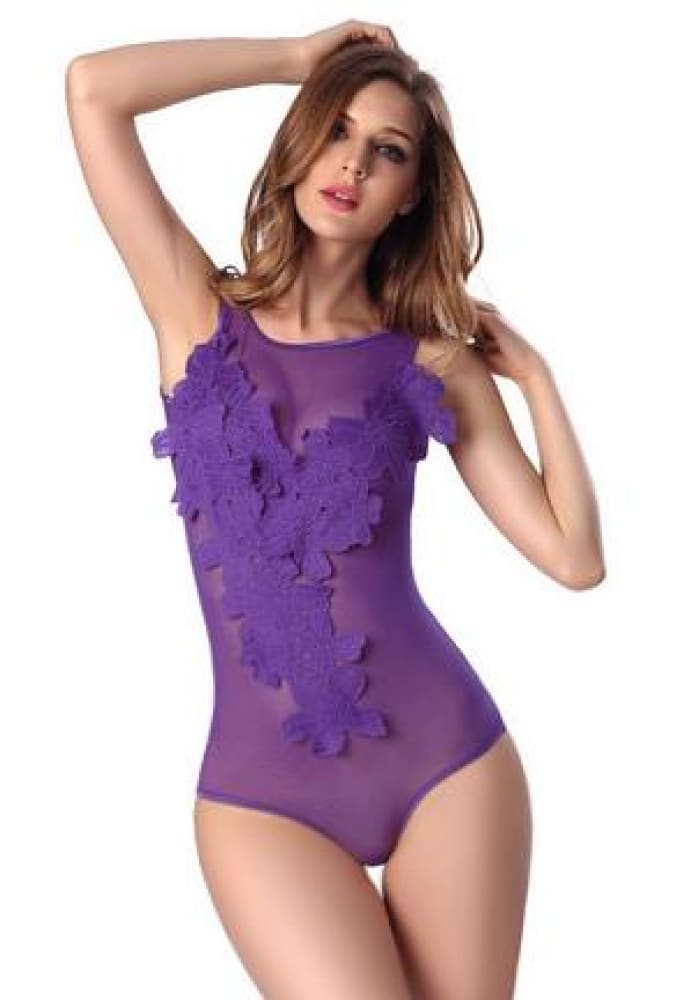 Azalea - mesh applique lingerie - s / purple - lingerie