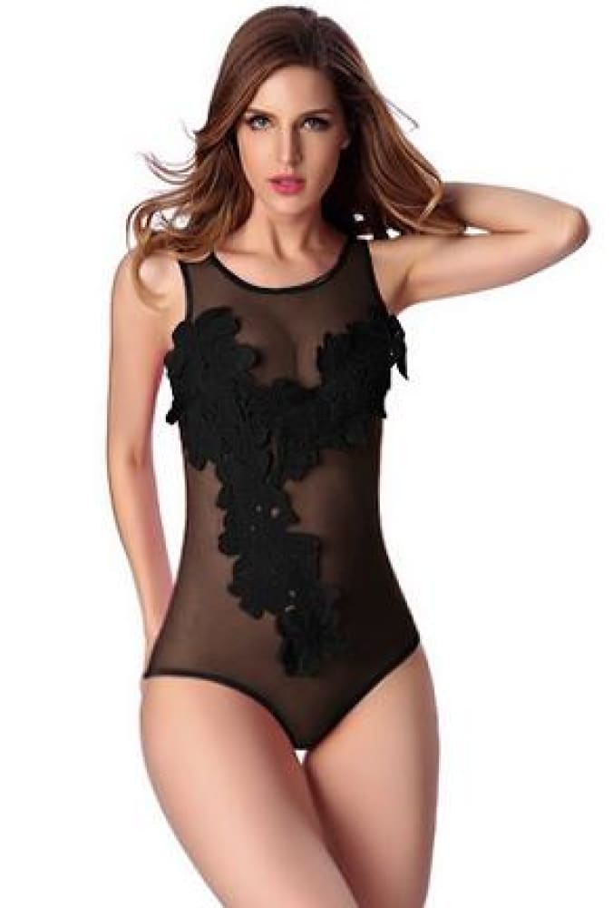 Azalea - mesh applique lingerie - s / black - lingerie