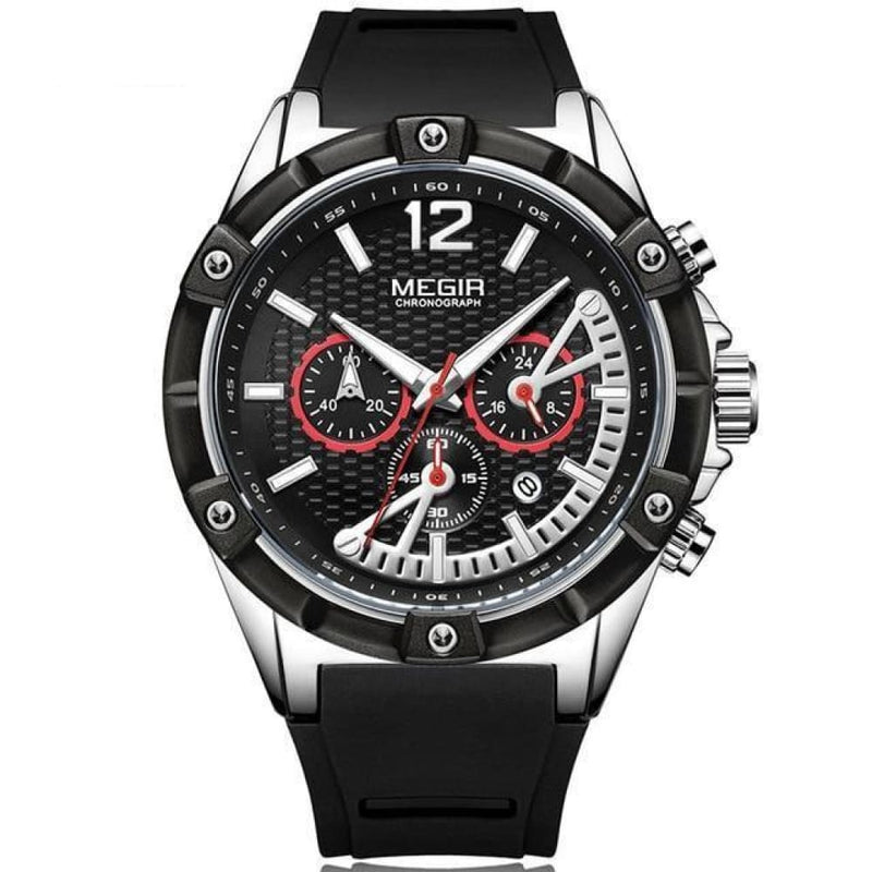Benzel Sports Silicone Watch - Black Silver