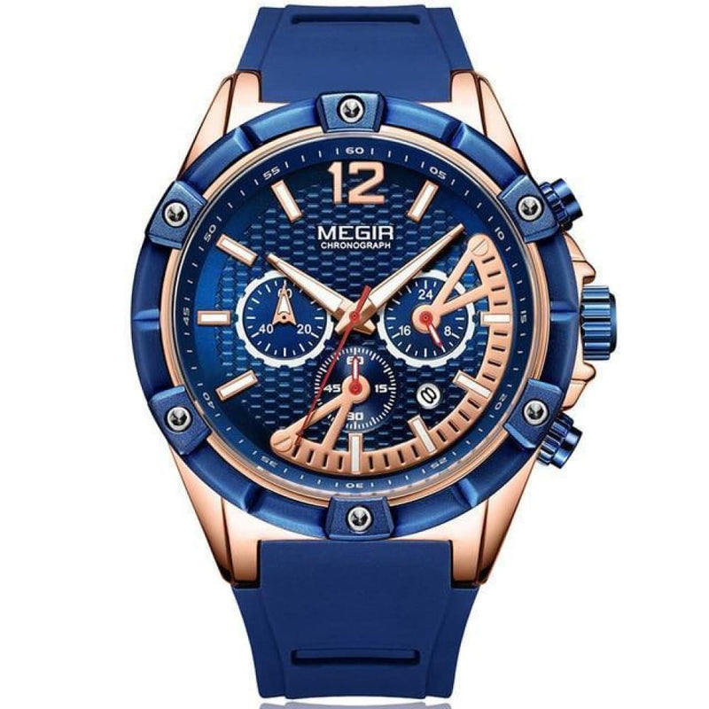 Benzel Sports Silicone Watch - Blue Gold
