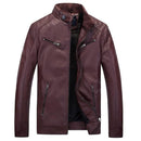 Biker velvet motorcycle men’s leather jacket - red / medium
