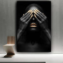 Black hand and gold lip nude woman oil painting on canvas 
