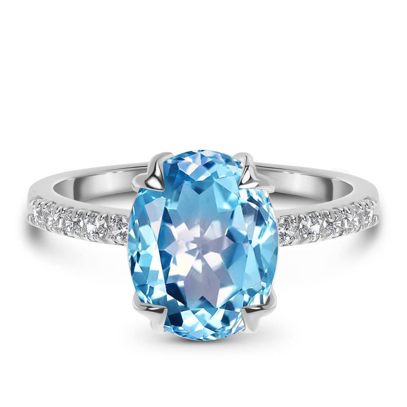 Blue topaz ring - harlow - 925 sterling silver / 5 - blue 