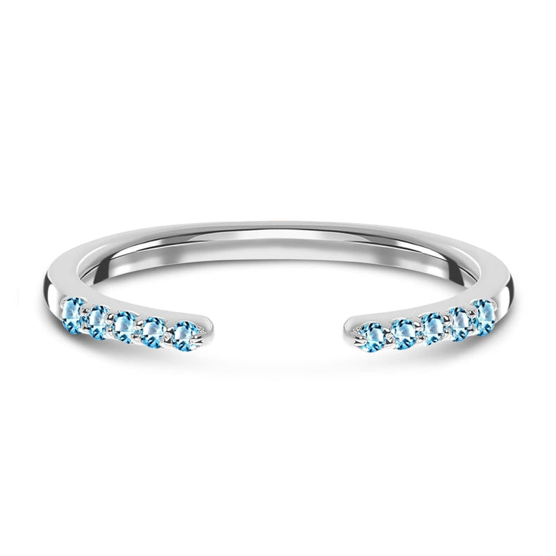 Blue topaz ring - twinkling band - 925 sterling silver / 5 -