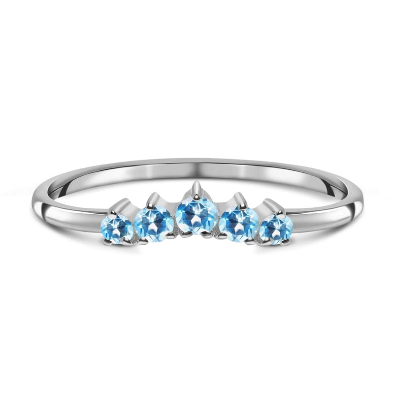 Blue topaz ring - wreath band - 925 sterling silver / 5 - 