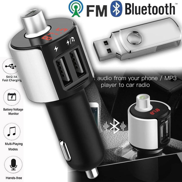 Bluetooth FM Transmitter, MP3 Music Player Support TF Card 5V 2.5A USB FM Modulator - ELECTRONICS-HEAVEN