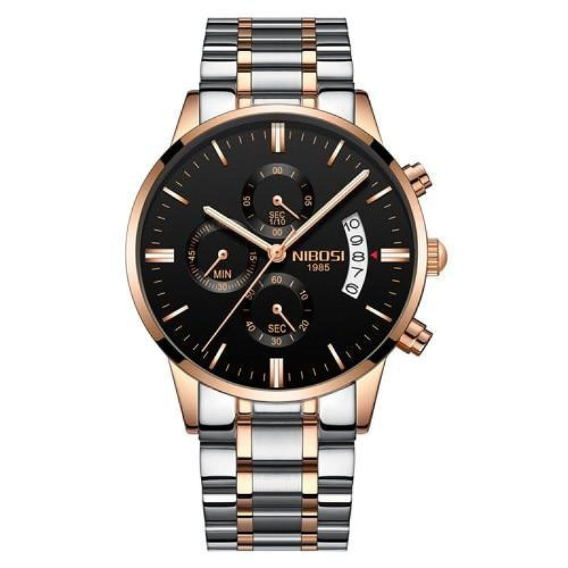 Brons Chronograph Stainless Steel Watch - Silver Black-Gold