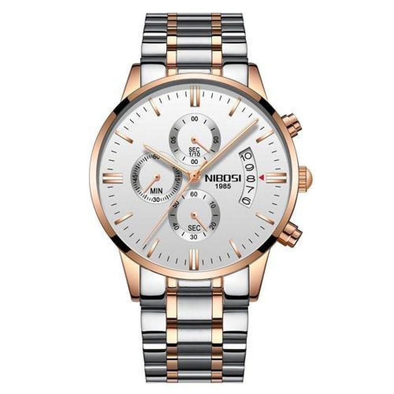 Brons Chronograph Stainless Steel Watch - Silver Gold