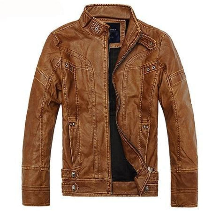 Business casual men’s leather jacket - yellow / small