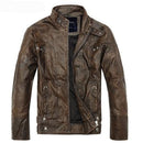 Business casual men’s leather jacket - brown / small