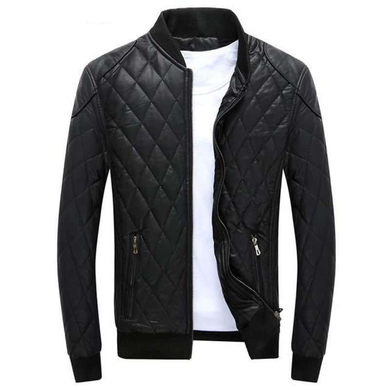 Casual businessmen stylish men’s leather jacket - black / 