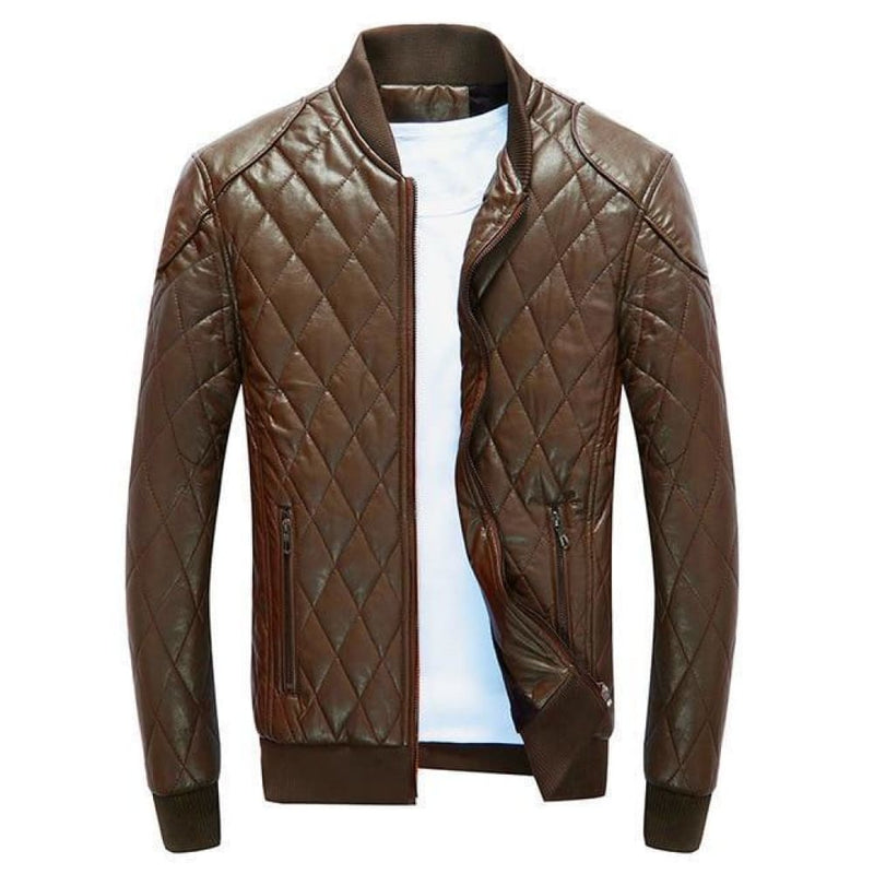 Casual businessmen stylish men’s leather jacket - brown / 