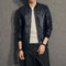 Casual mens leather jacket - blue / m
