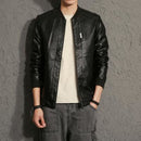 Casual mens leather jacket - black / m