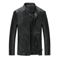 Casual slim mens leather jacket - black / s
