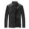 Casual slim mens leather jacket - black / s