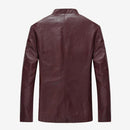 Casual slim mens leather jacket - red / s
