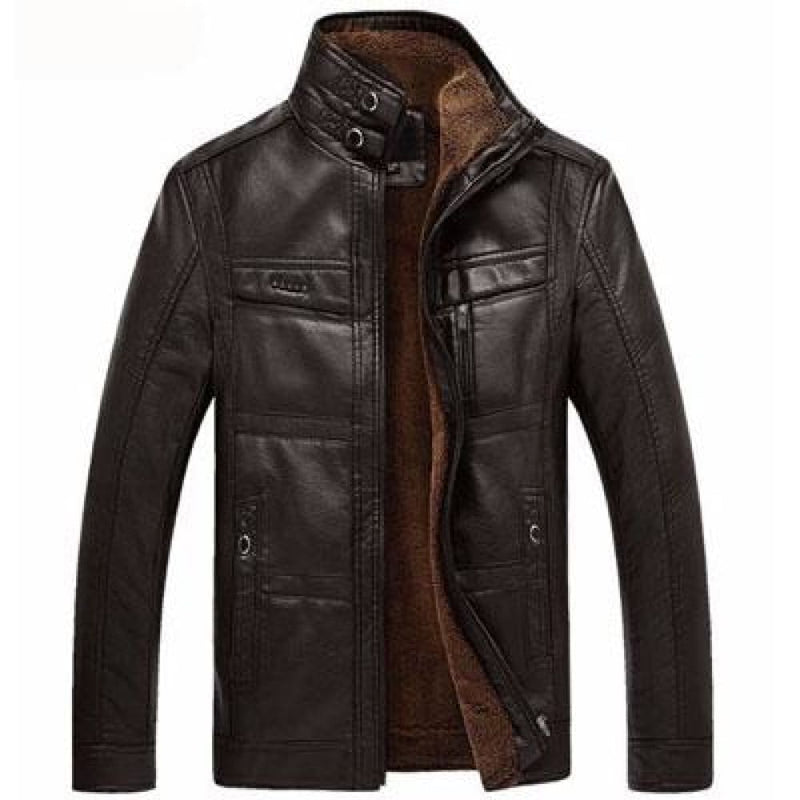 Casual/business mens leather jacket - black coffee / small