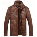 Casual/business mens leather jacket - light coffee / small