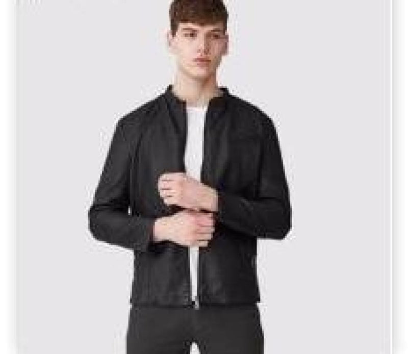 Classic black velvet outerwear biker men’s leather jacket