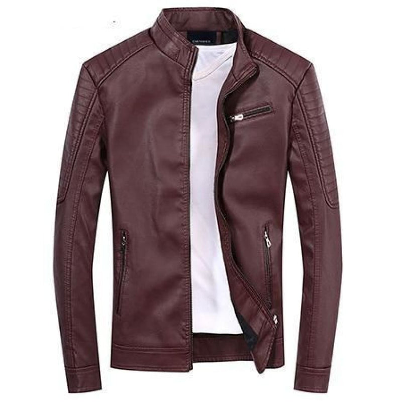 Classic military tactical faux men’s leather jacket - red / 