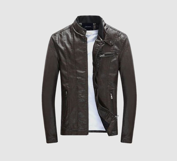 Classic thick velvet men’s leather jacket