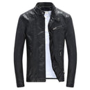 Classic thick velvet men’s leather jacket - black / small