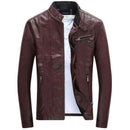 Classic thick velvet men’s leather jacket - red / small