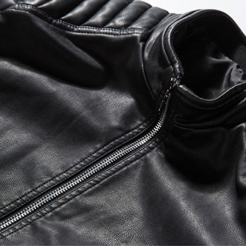 Collar casual sports men’s leather jacket