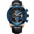 Conquest Leather Military Watch - Blue