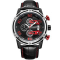 Conquest Leather Military Watch - Red