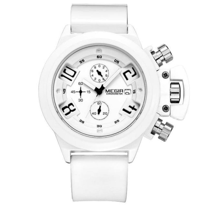 Crown Chronograph Military Watch - White