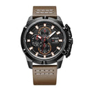 Delta Leather Chronograph Military Watch - Brown