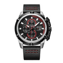 Delta Leather Chronograph Military Watch - Silver