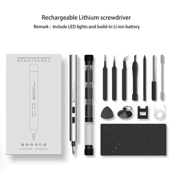 Electric Magnetic Precision Screw Driver Kit Set With Li-ion Battery (not with cheap AA batteries) Electric Screw Driver ELECTRONICS-HEAVEN White/Grey 